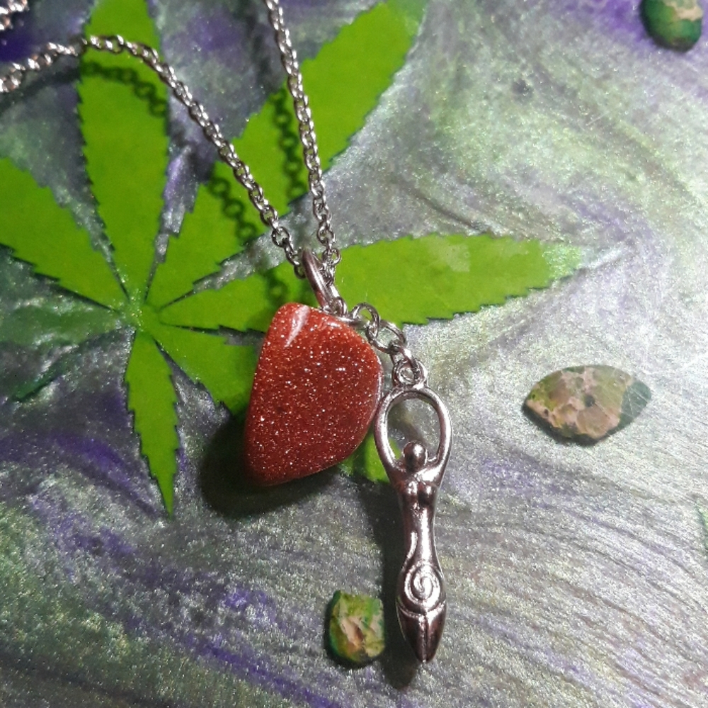 Goldstone Goddess Necklace